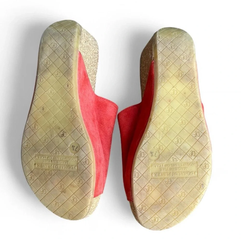 Donald Pliner Ginie Cork Platform Wedge Sandal Orange Suede Leather